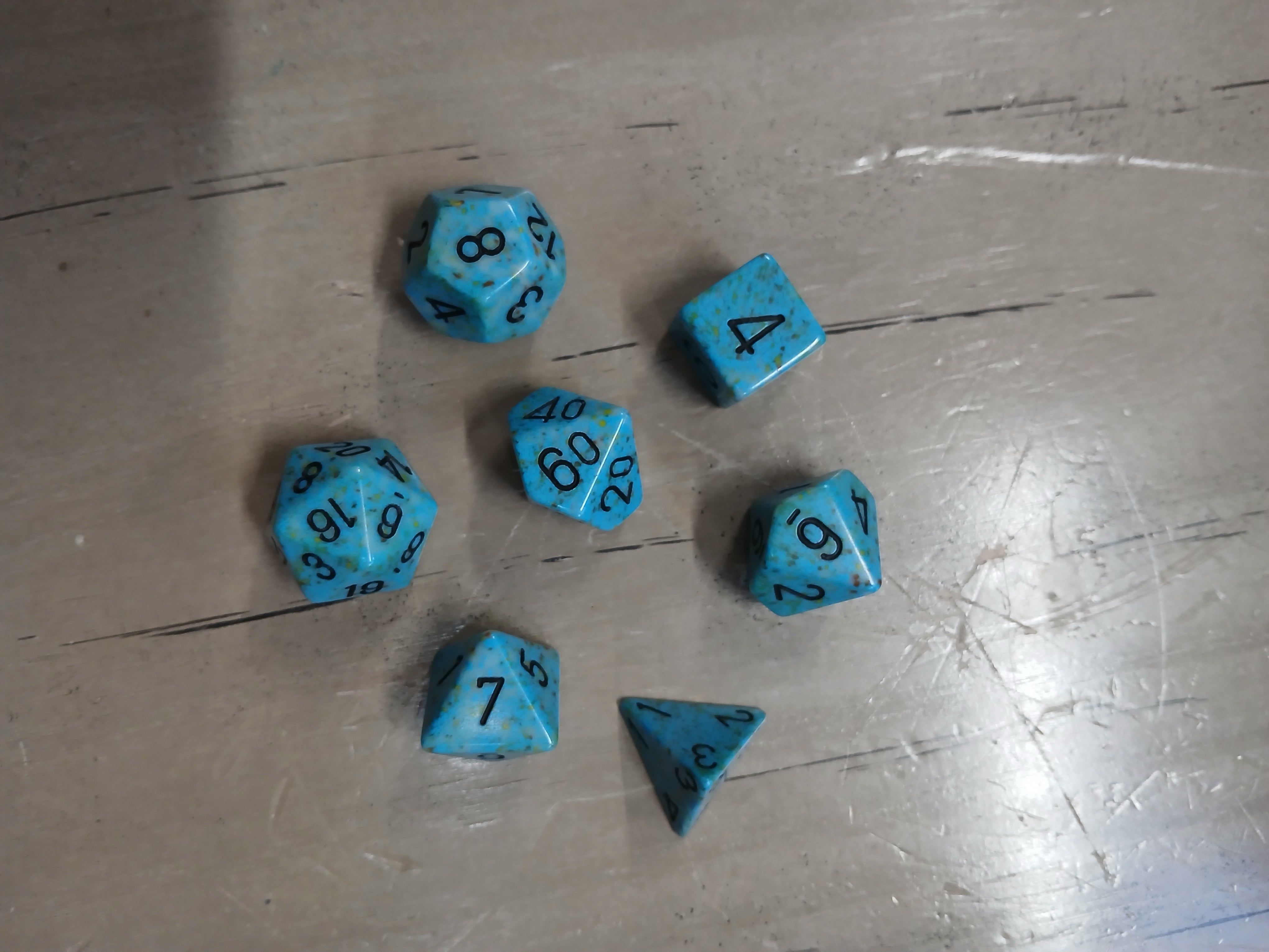 Blue Rainbow Speckle RPG Dice