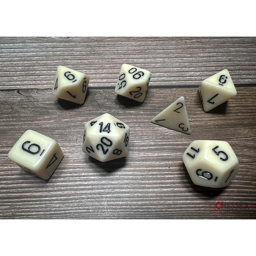 Chessex 25400 Opaque Polyhedral 7 Dice Set Ivory/black