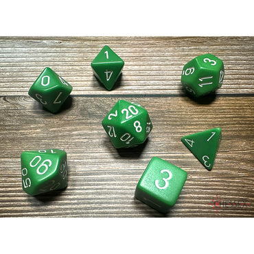 Chessex 25405 Opaque Polyhedral 7 Dice Set Green/white