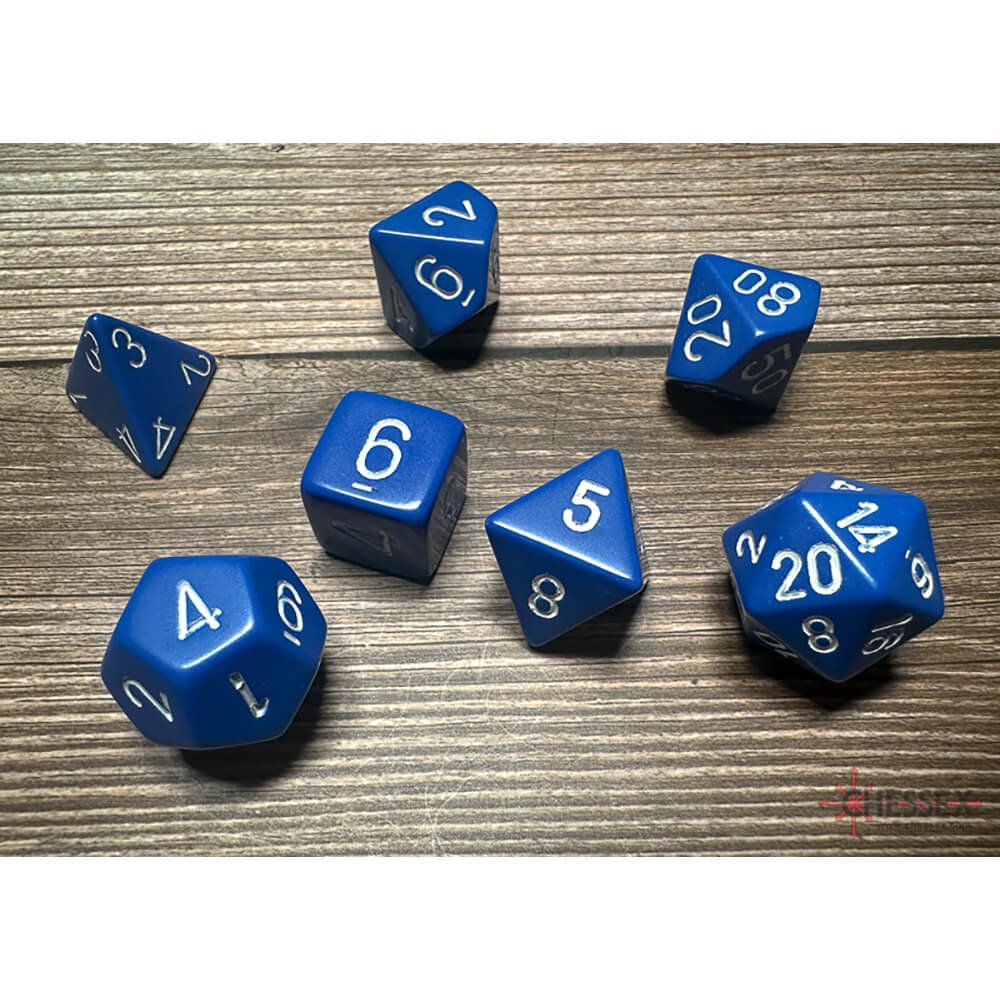 Chessex 25406 Opaque Polyhedral 7 Dice Set Blue/white