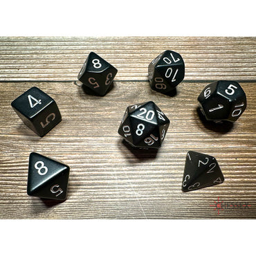 Chessex 25408 Opaque Polyhedral 7 Dice Set Black/white