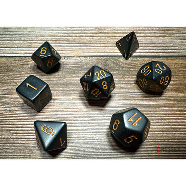 Chessex Opaque Polyhedral Dice Set - Black/Gold