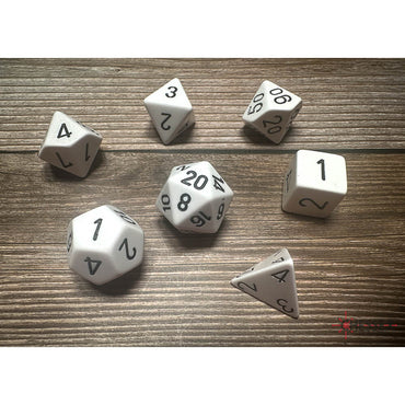 Chessex 25401 Opaque Polyhedral 7 Dice Set White/black