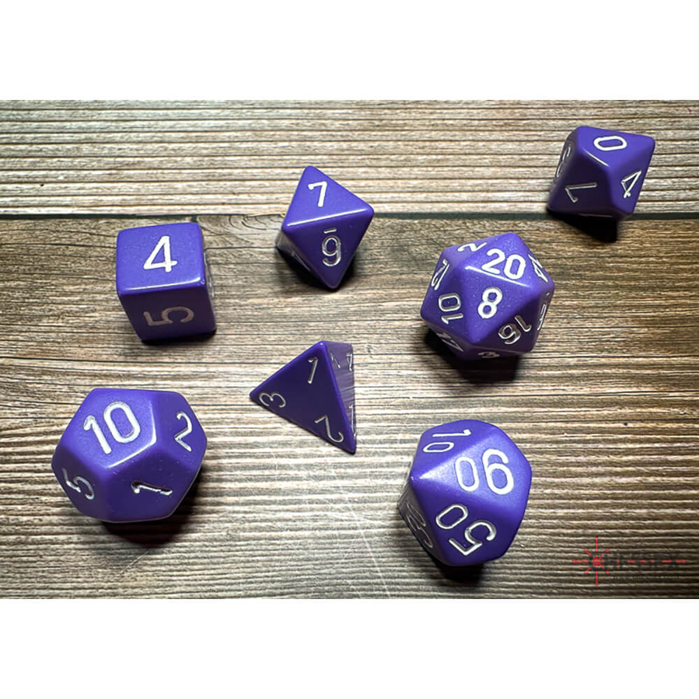 Chessex 25407 Opaque Polyhedral 7 Dice Set Purple/white