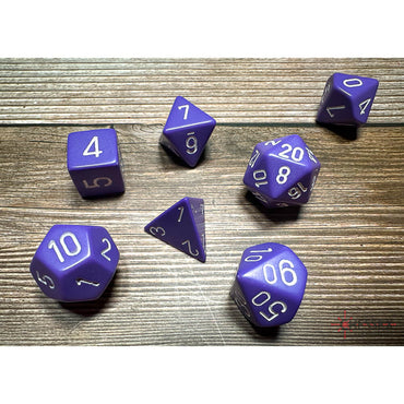 Chessex 25407 Opaque Polyhedral 7 Dice Set Purple/white