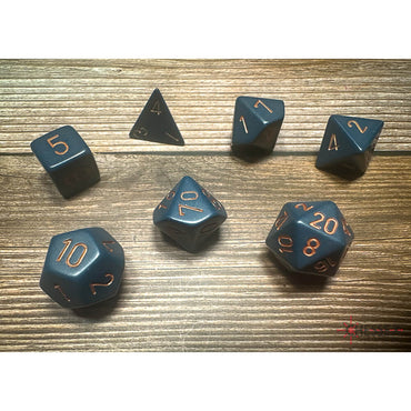 Chessex Opaque Polyhedral Dice Set - Dusty Blue/Gold