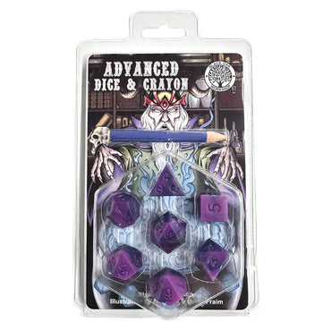 7-Set Advanced Dice & Crayon Set: Purple Swirl