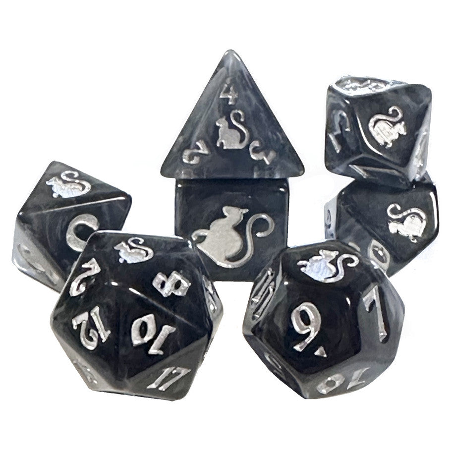 Black Oak Workshop 7-set Smokey Kitty Clacks Dice