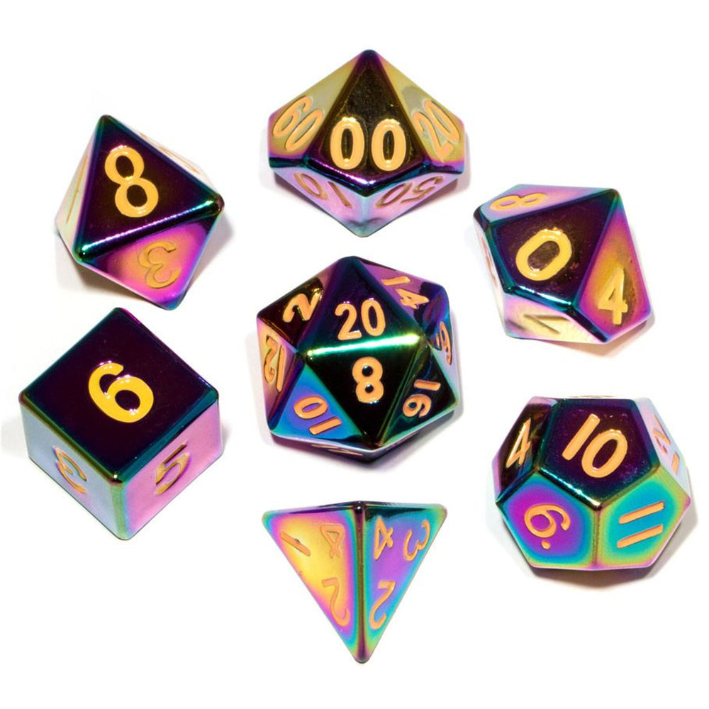 Flame Rainbow Metal 7 Dice Set