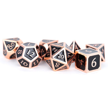 Blk/Cop Enam  Metal 7 Dice Set