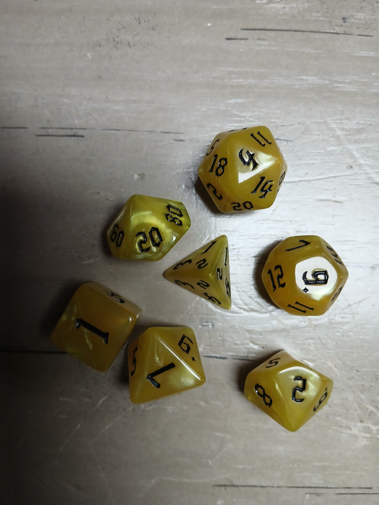 Yellow Marble w/Black RPG Dice