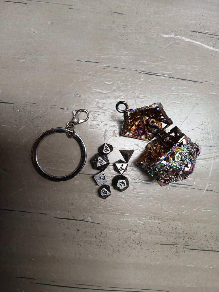 Smoke Mini Dice w/Rainbow d20 Storage Keychain
