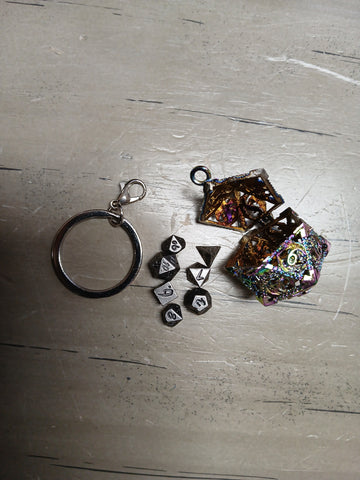 Smoke Mini Dice w/Rainbow d20 Storage Keychain