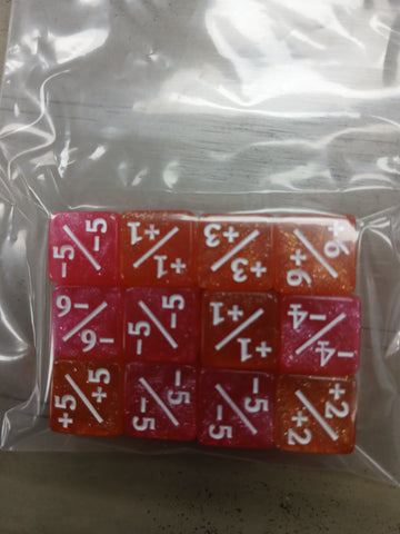 12mm 12ct Counter Dice Set - Pink & Orange