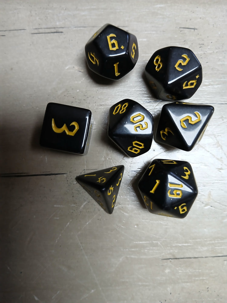 Black w/Yellow RPG Dice