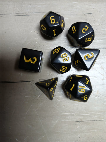Black w/Yellow RPG Dice