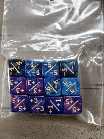 12mm 12ct Counter Dice Set - Purple/Blue & Blue/Black