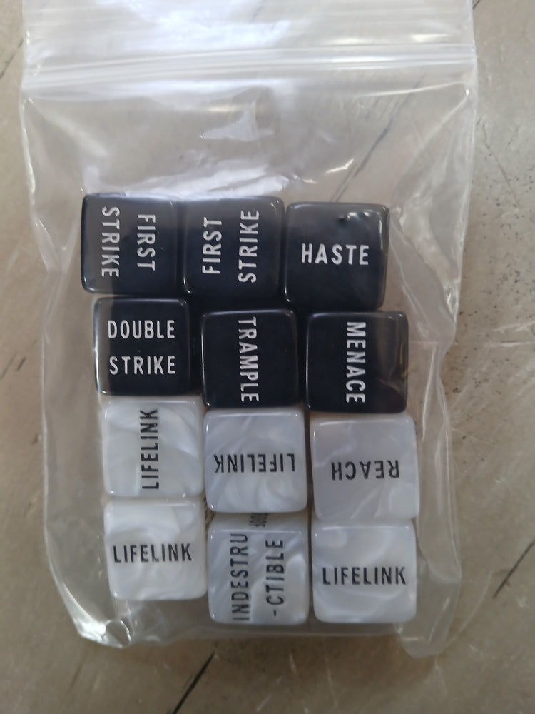 Ability Dice Set - White Marble/Black