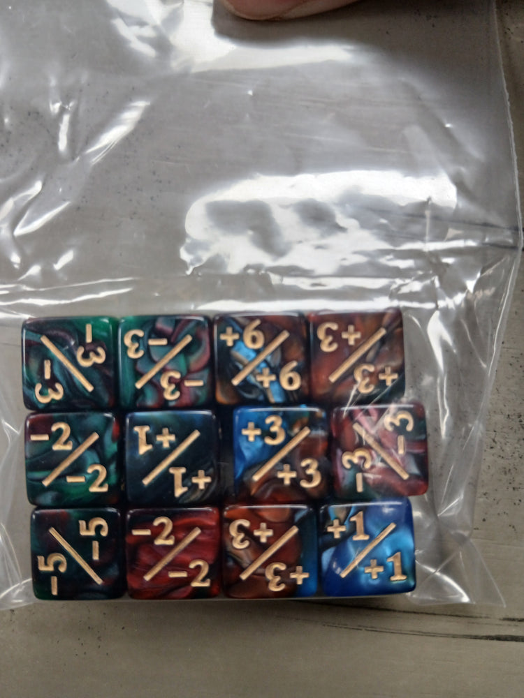 12mm 12ct Counter Dice Set - Red/Blue & Green/Red