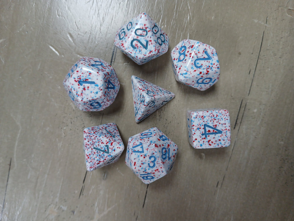Red White Blue Speckle RPG Dice