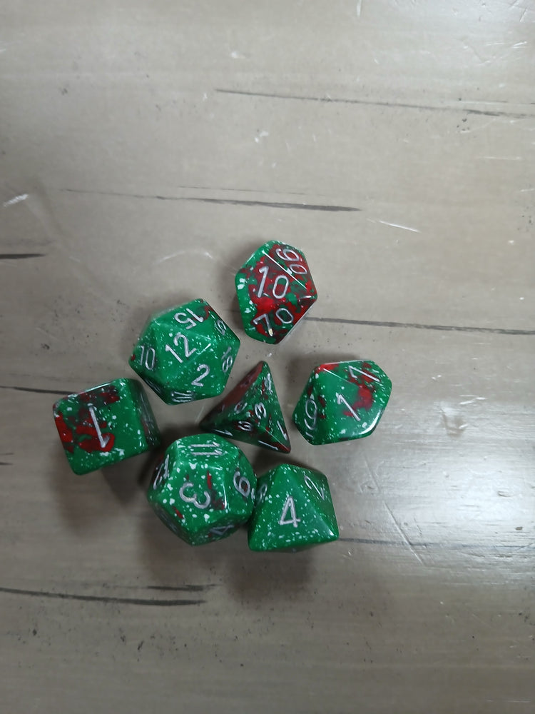 Chessex Green/Red Swirl Speckle RPG Dice