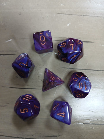 Chessex Dark Purple Marble w/Copper RPG Dice