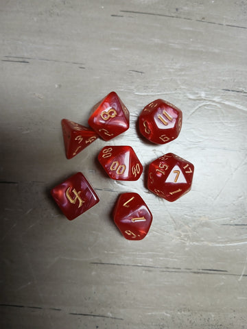 Red Marble w/Gold RPG Dice