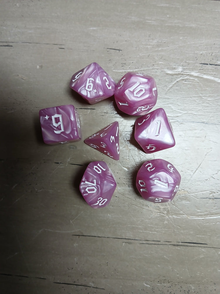 Pink Marble w/White RPG Dice