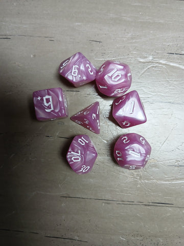 Pink Marble w/White RPG Dice