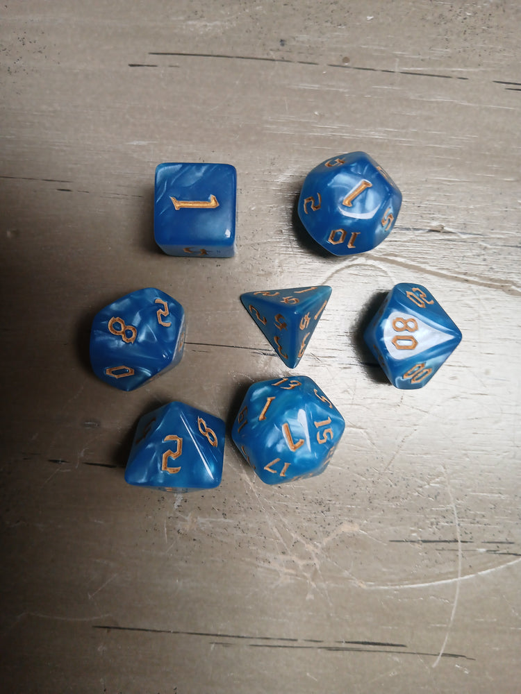 Ocean Marble w/Gold RPG Dice