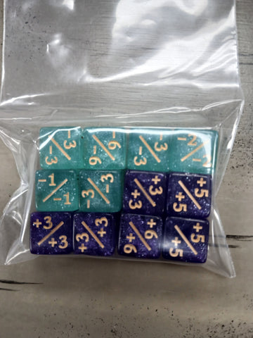 12mm 12ct Counter Dice Set - Aqua & Purple