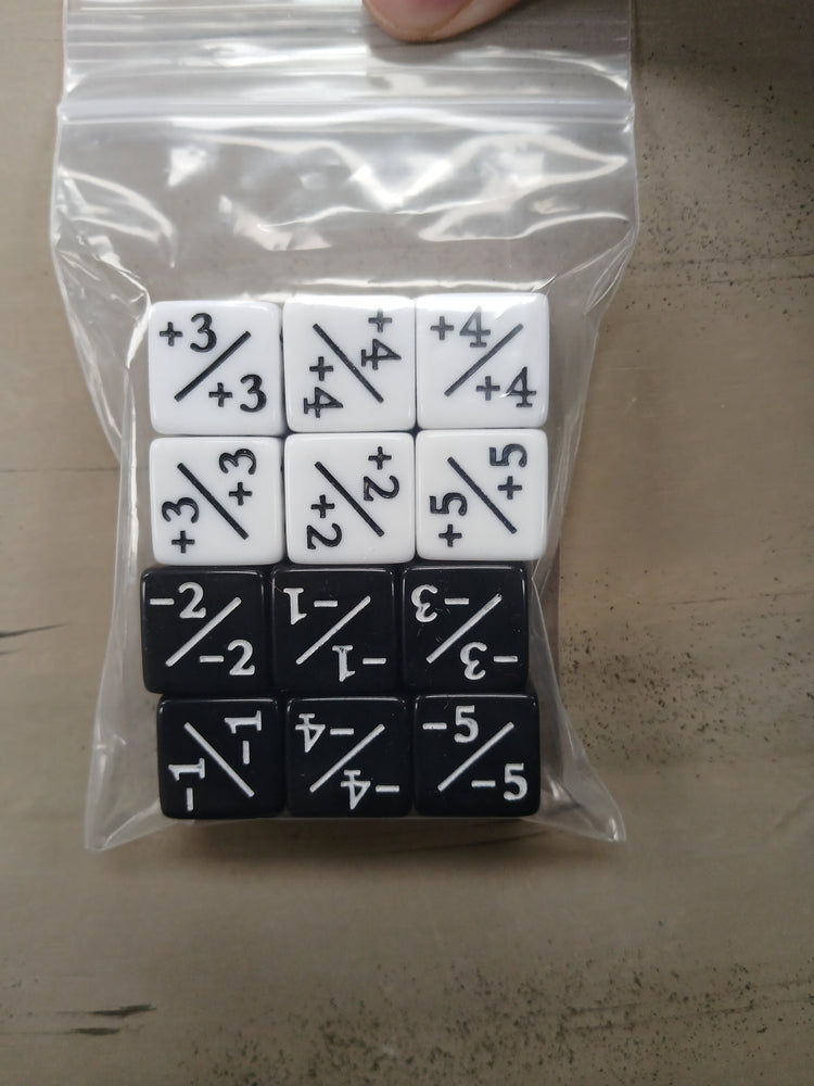 16mm 12ct Counter Dice Set - Black & White