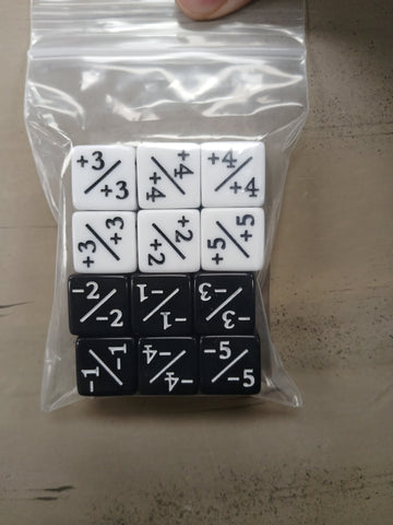 16mm 12ct Counter Dice Set - Black & White