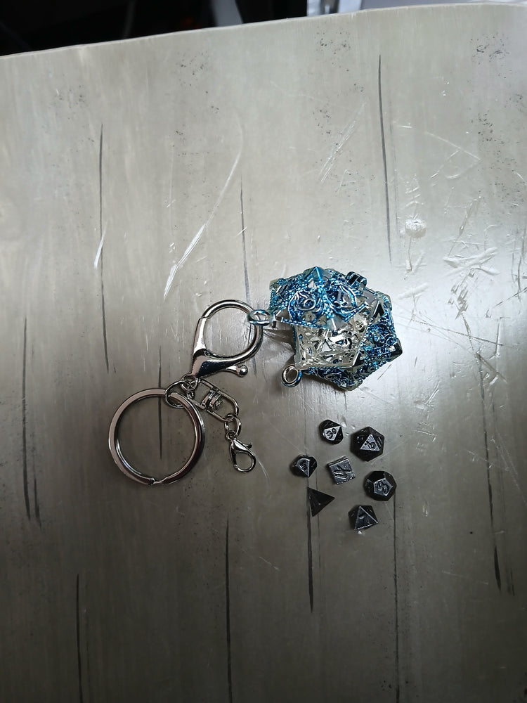 Smoke Mini Dice w/Blue d20 Storage Keychain