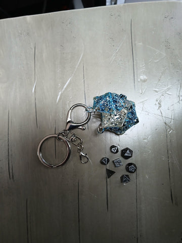 Smoke Mini Dice w/Blue d20 Storage Keychain