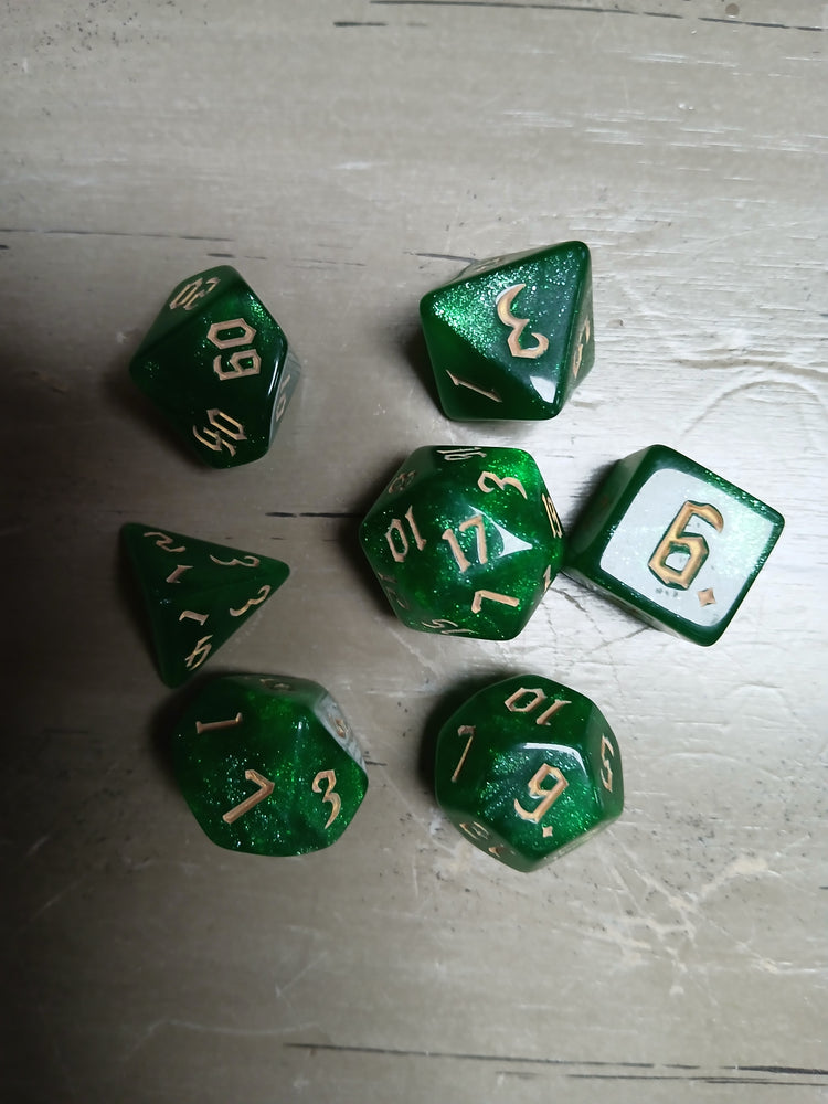Emerald Shimmer w/Gold RPG Dice