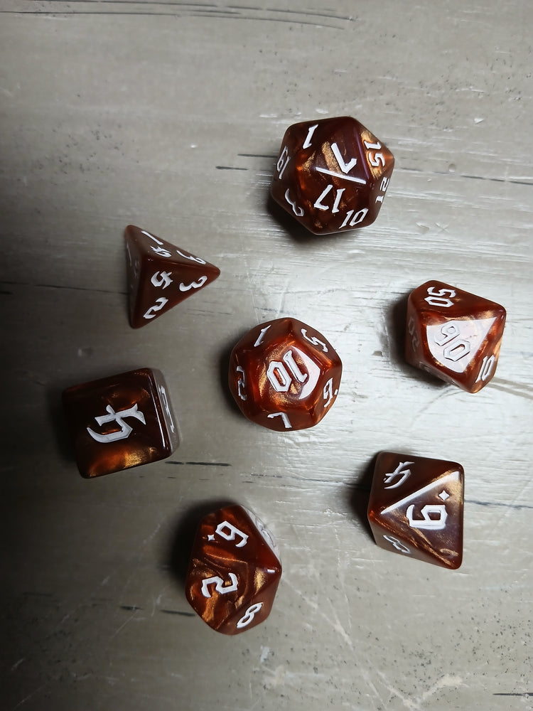 Copper Marble w/White RPG Dice