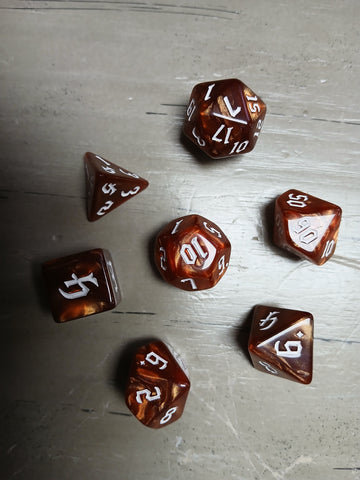 Copper Marble w/White RPG Dice