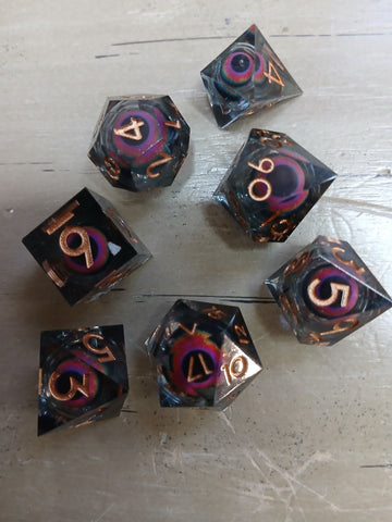 Smoke Liquid Core Rainbow Eyeball RPG Dice