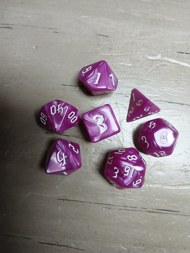 Azalea Marble w/White RPG Dice