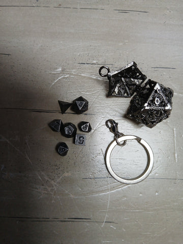 Smoke Mini Dice w/Nickel d20 Storage Keychain