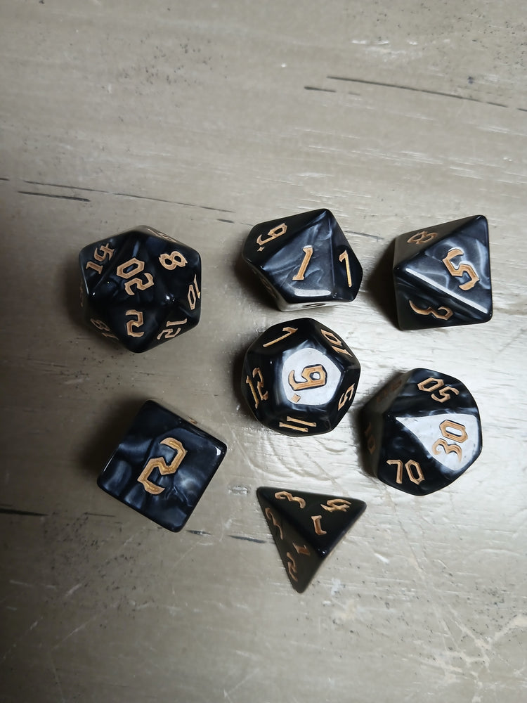 Black Marble w/Gold RPG Dice