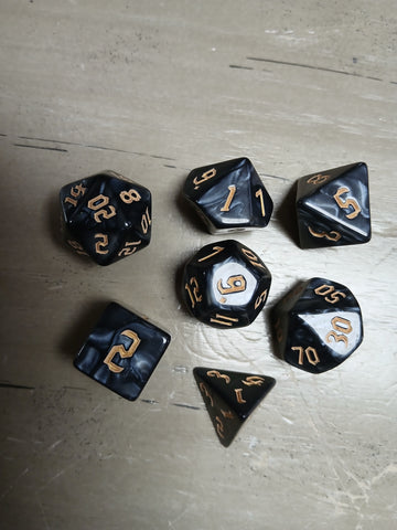 Black Marble w/Gold RPG Dice