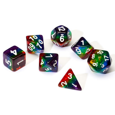 7 Set TR Rainbow/white Dice