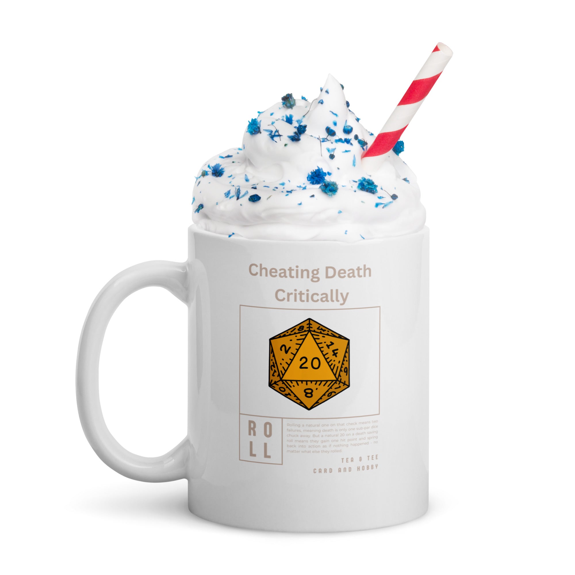 Cheating Death Critically White glossy mug